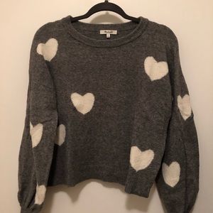 Madewell gray sweater with white hearts